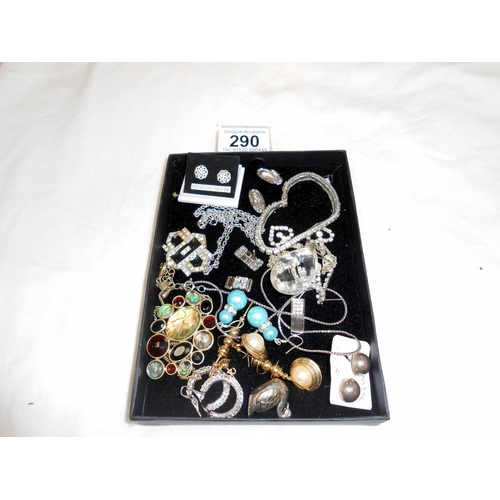 290 - A mixed lot of jewellery including some silver