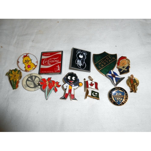 292 - A collection of pin badges, playing cards, cufflinks etc.