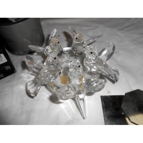 305 - 2 glass candle holders in good condition and a quantity of Swarovski, (all a/f)