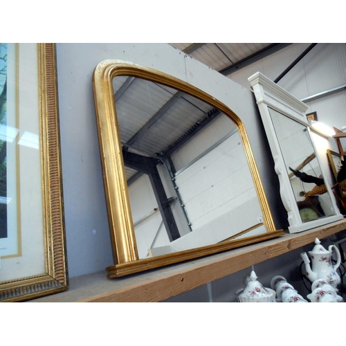 361 - An antiqued finished gilt framed overmantle mirror size; 97cm x 73cm - collect only