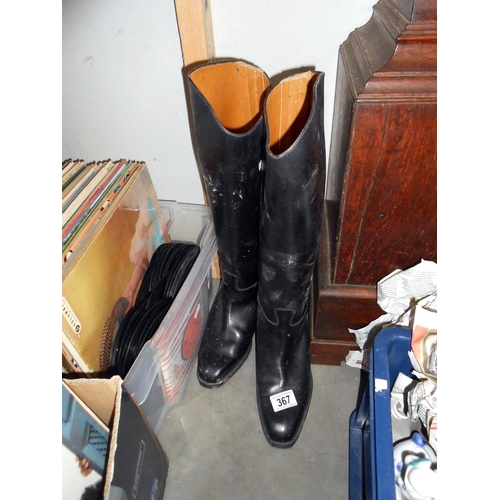 367 - A Pair of vintage riding boots, size unknown, Inside boots it says Rex, 38 LW and 10 87