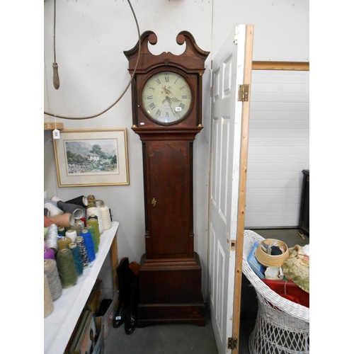 368 - A Victorian oak 30 hour longcase Grandfather clock with round painted face 'Smith Alfreton'