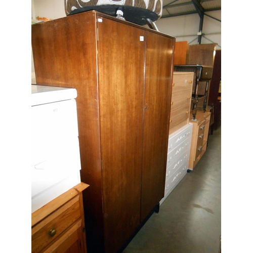 413 - A G Plan Gents double wardrobe with 4 shelves and 2 drawers on left side, height 168cm, width 92cm a... 