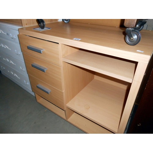 418 - A beech effect office unit, a/f height 75.5cm, width 83cm approx.