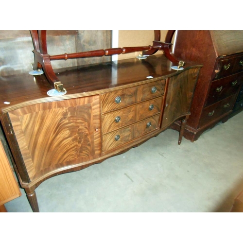 437 - A Regency style darkwood stained sideboard, lock a/f, no keys, height 86.5cm, width 153cm approx.