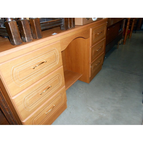 444 - A modern teak effect dressing table, height 79cm, width 137cm approx.