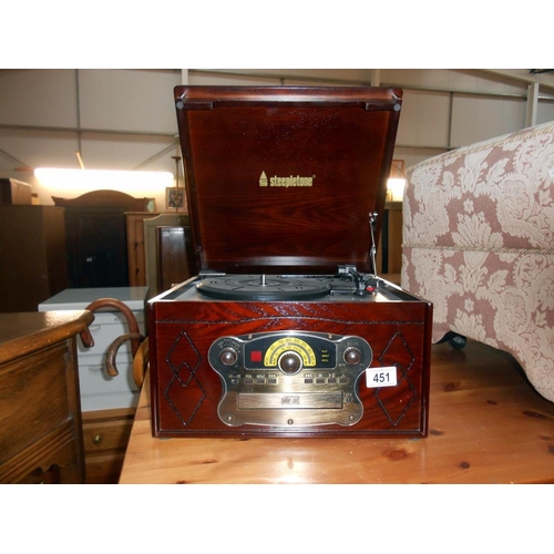 451 - A Steeplelone vintage style radio cd record player (as seen) no leads or speakers