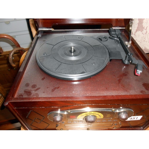 451 - A Steeplelone vintage style radio cd record player (as seen) no leads or speakers