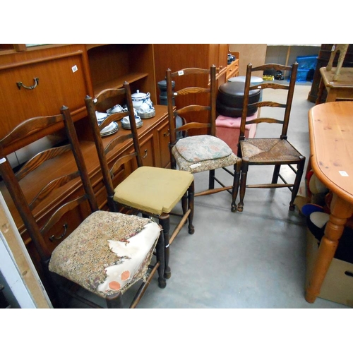 527 - 4 ladderback chairs for restoration