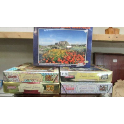 1158 - Ten assorted jigsaw puzzles including Lindisfarne castle garden sealed in package, 4 Waddington limi... 