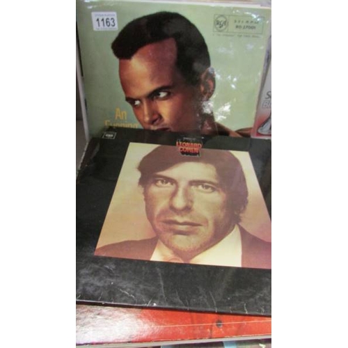 1163 - A good lot of LP and 45 rpm records including Leonard Cohen, Harry Belafonte, Peters and Lee, Glenn ... 