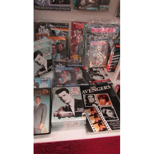 1181 - A large lot of Dangerman, The Saint and The Prisoner magazines, DVD's, videos etc., including The Av... 