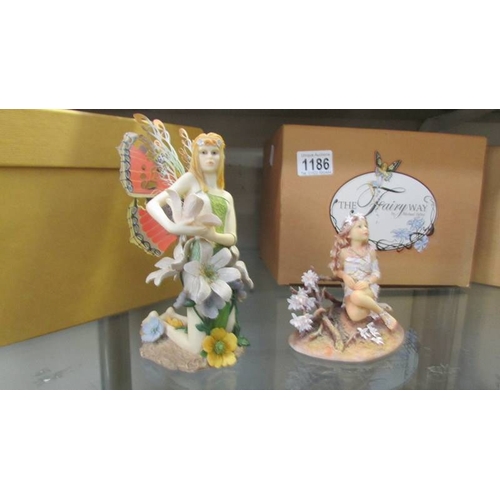 1186 - 3 boxed 'The Fairy Way' figurines with certificates and another Fairy figurine.