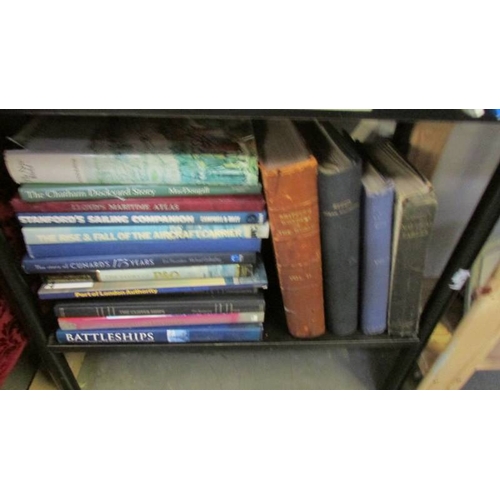 1201 - Four shelved of nautical related books (History, sailing handbooks, skills etc.,).