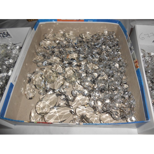 1254 - A quantity of glass lustres in 3 trays