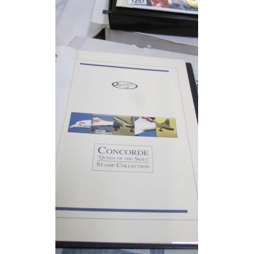 1256 - A boxed set of Concorde Queen of the Skies stamp collection (Approximately 25 pages of stamps, cover... 