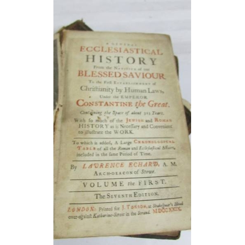 2172 - 4 antiquarian books including Clarendon The History of the Rebellion and Civil war in England, 1755 ... 