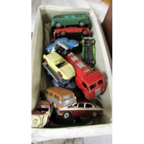 2177 - 2 trays of assorted play worn die cast toys.