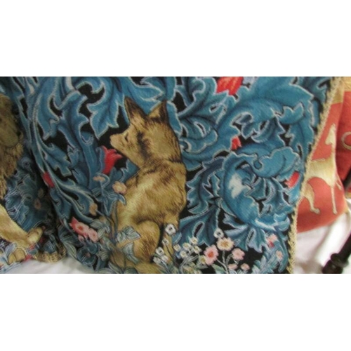 2202 - 3 signare tapestry William Morris design good quality cushions featuring animals.