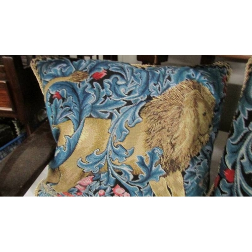 2202 - 3 signare tapestry William Morris design good quality cushions featuring animals.