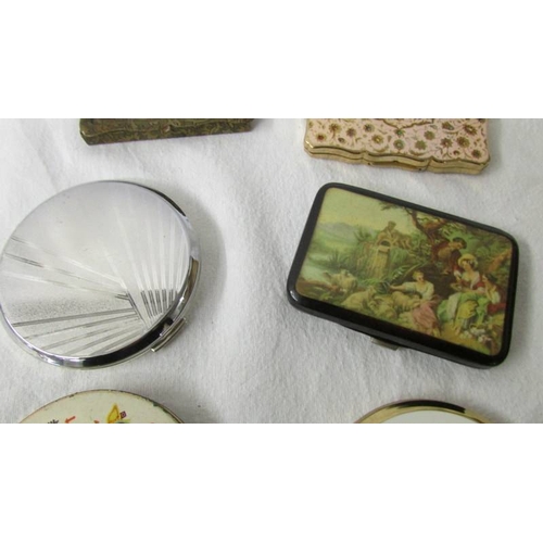 2233 - 2 vintage powder compacts, a souvenir cigarette box and one other box set coloured stones (one stone... 