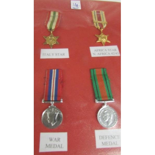 2252 - A board of 10 WW2 miniature medals.