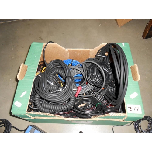 317 - Approximately 25 Pro audio cables, mono jack leads & 3 volume pedals