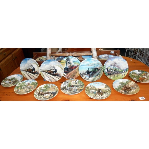 319 - 9 boxed 'Great steam trains' collection Davenport plates & 7 boxed 'life on the farm' collection Wed... 