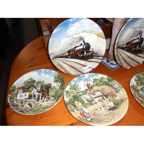 319 - 9 boxed 'Great steam trains' collection Davenport plates & 7 boxed 'life on the farm' collection Wed... 