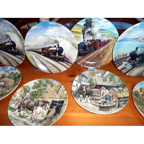 319 - 9 boxed 'Great steam trains' collection Davenport plates & 7 boxed 'life on the farm' collection Wed... 