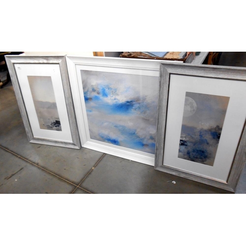 320 - 3 large interesting well framed modern prints (2 x 90cm x 60cm & 1 x 90cm x 90cm)