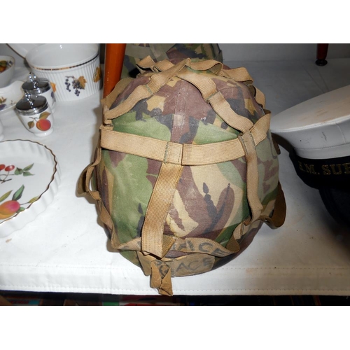 343 - 5 military helmets/caps including No.1 dress RAF officer and H.M. Submariner cap, all need cleaning ... 