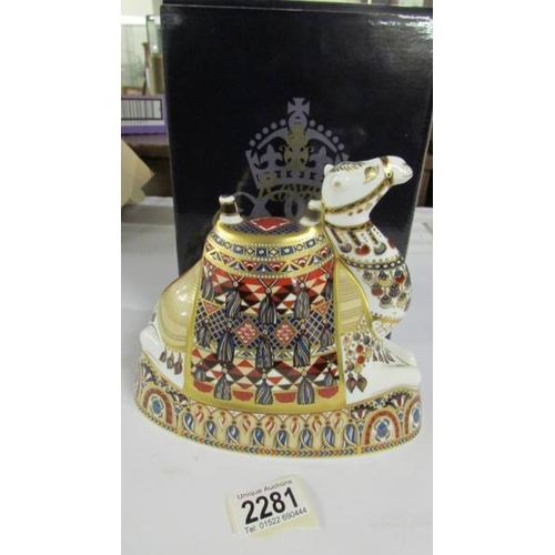 2281 - A Royal Crown Derby Camel paperweight in original box.