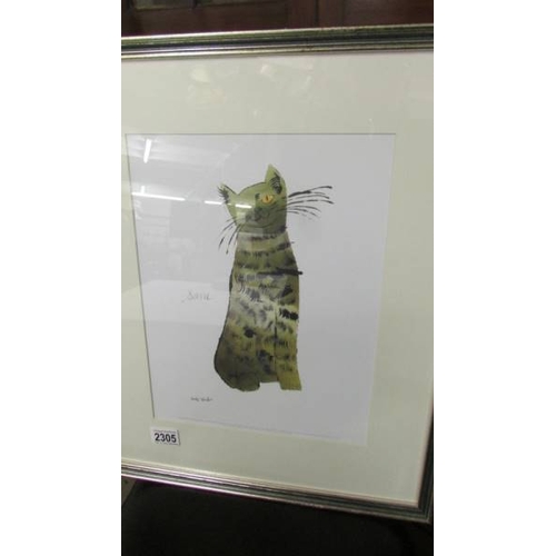 2305 - Andy Warhol (1928-1987) Plate signed lithographic print of a cat 'Sam', published by Mcgaw in associ... 