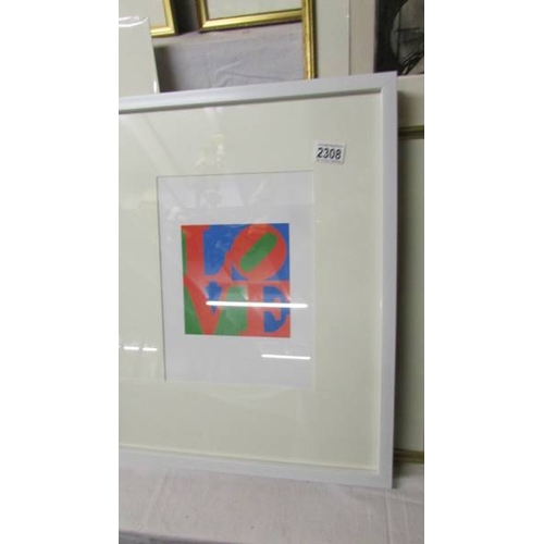 2308 - Robert Indiana (1928-2018) Print entitled 'Love' published in the Netherlands circa 1990's