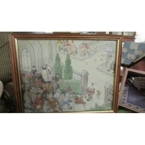 2380 - 8 framed prints of cartoons (2 missing glass).