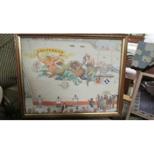 2380 - 8 framed prints of cartoons (2 missing glass).