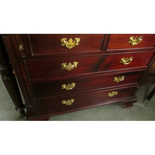 2392 - A good mahogany bureau with brass handles.