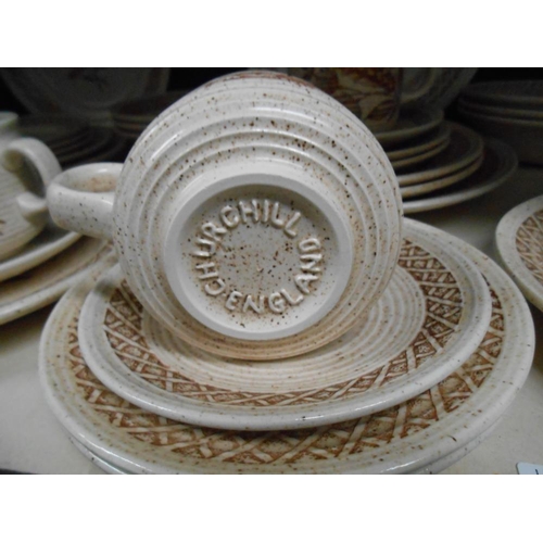 24 - A Churchill homespun stoneware dinner service approx. 42 pieces