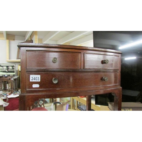 2403 - A 2 over 1 drawer mahogany side table.