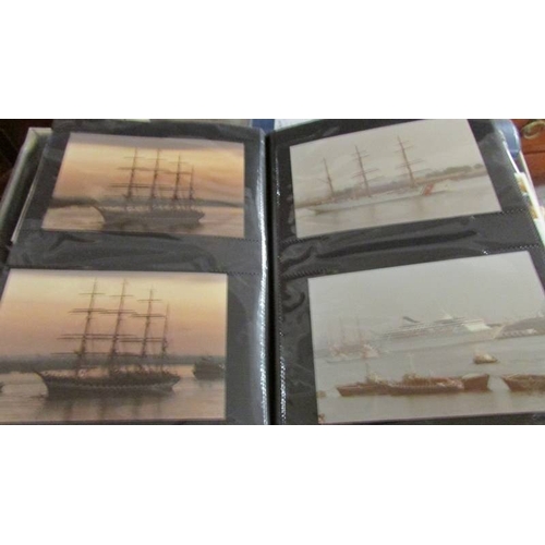 2409 - 3 photo albums of civil and warship photographs and some postcards.