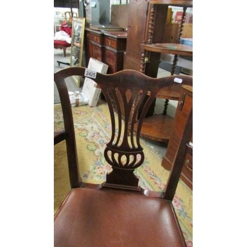 2425 - A period lyre back mahogany elbow chair