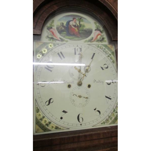 2432 - A Victorian 8 day shell inlaid Grandfather clock with painted dial by Chas Wetherell, Dudley, comple... 