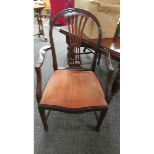 2436 - A mahogany extending wind out table with one leaf and a set of 6 chairs.