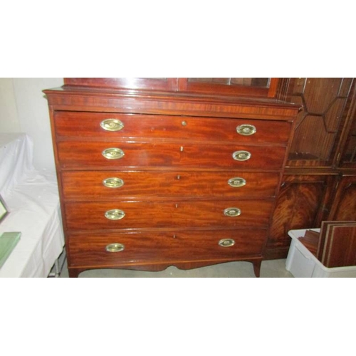 2469 - An Early Victorian Secretaire Bookcase with string inlay,  excellent interior.  (some veneer missing... 