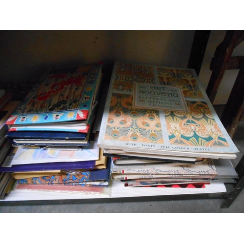 57 - 2 shelves of assorted craft books, mainly quilt making, silk painting, embroidiery etc. plus 2 knitt... 