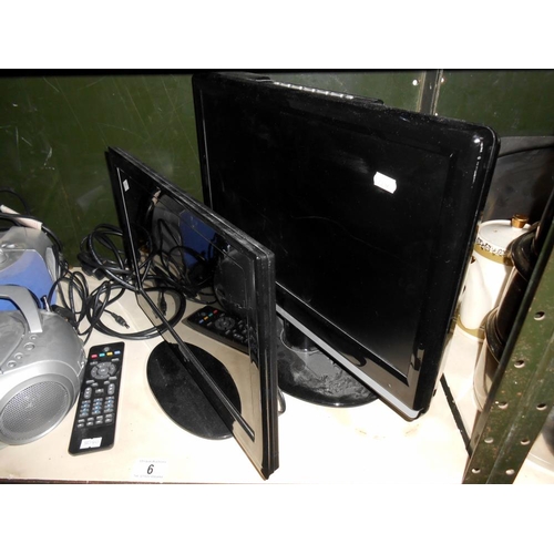 6 - A small tv, monitor and 2 cd radios