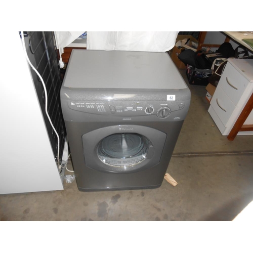 62 - A Hotpoint Aquarius 6kg tumble dryer (missing vent hose)