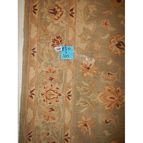 2487 - A large old carpet, needs cleaning, 230 x 160 cm.