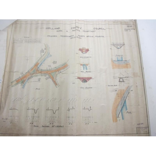 2410 - A large collection of rolled up design drawings for Lincolnshire bridges, mainly from 1920/30/40's b... 